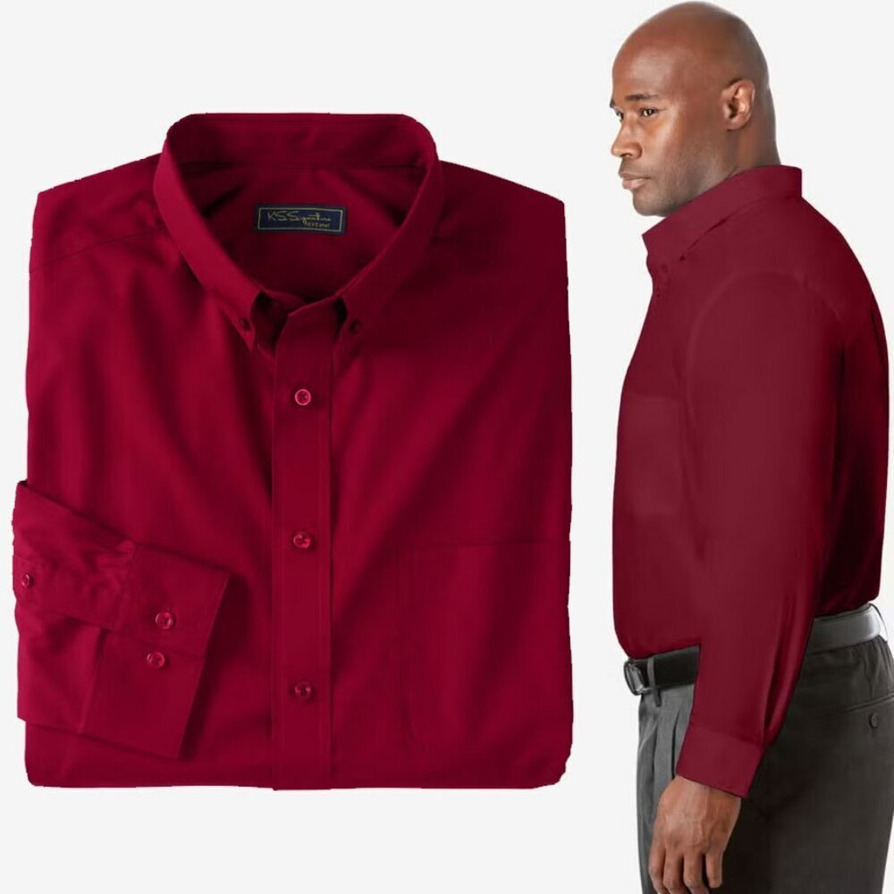 KS Signature Wrinkle-Free Long-Sleeve Button Dress Shirt - Size 22 35/36 BIG NWT